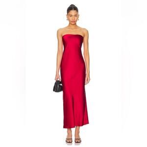 More To Come Emma Strapless Maxi Dress In Red